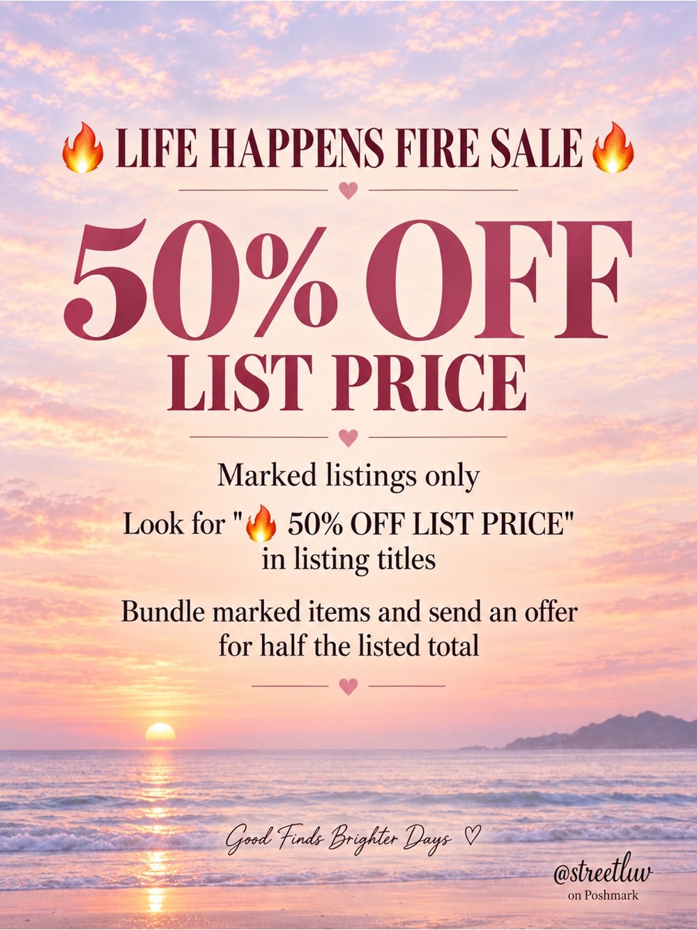 🔥 50% OFF | LIFE HAPPENS FIRE SALE | SELECT ITEMS